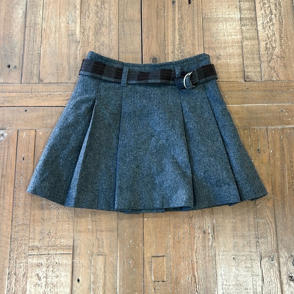 Jacadi gray wool pleated skirt